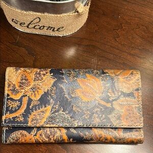 Patricia Nash Blue and Orange Floral Wallet
